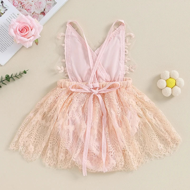 Princess Floral Lace Baby Girls Romper Dress