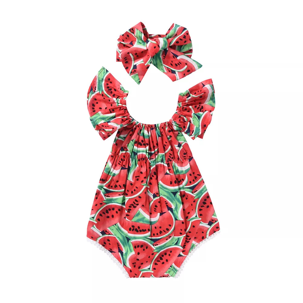Baby Girls Watermelon Printed Sleeveless Bodysuit