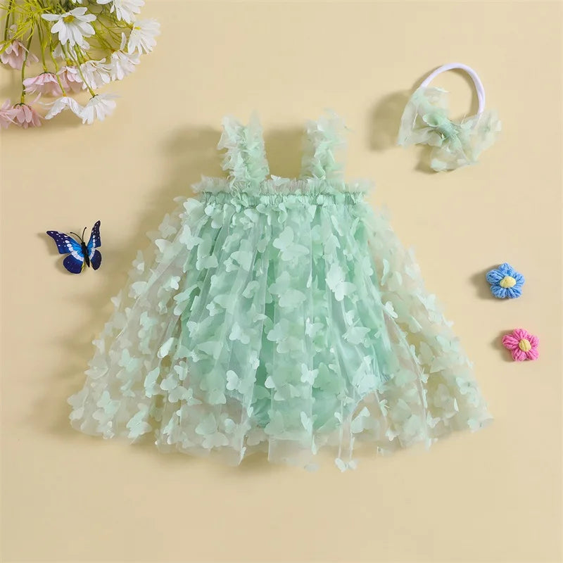 Baby Girls 2Pcs Tulle Tutu Bodysuit Dress