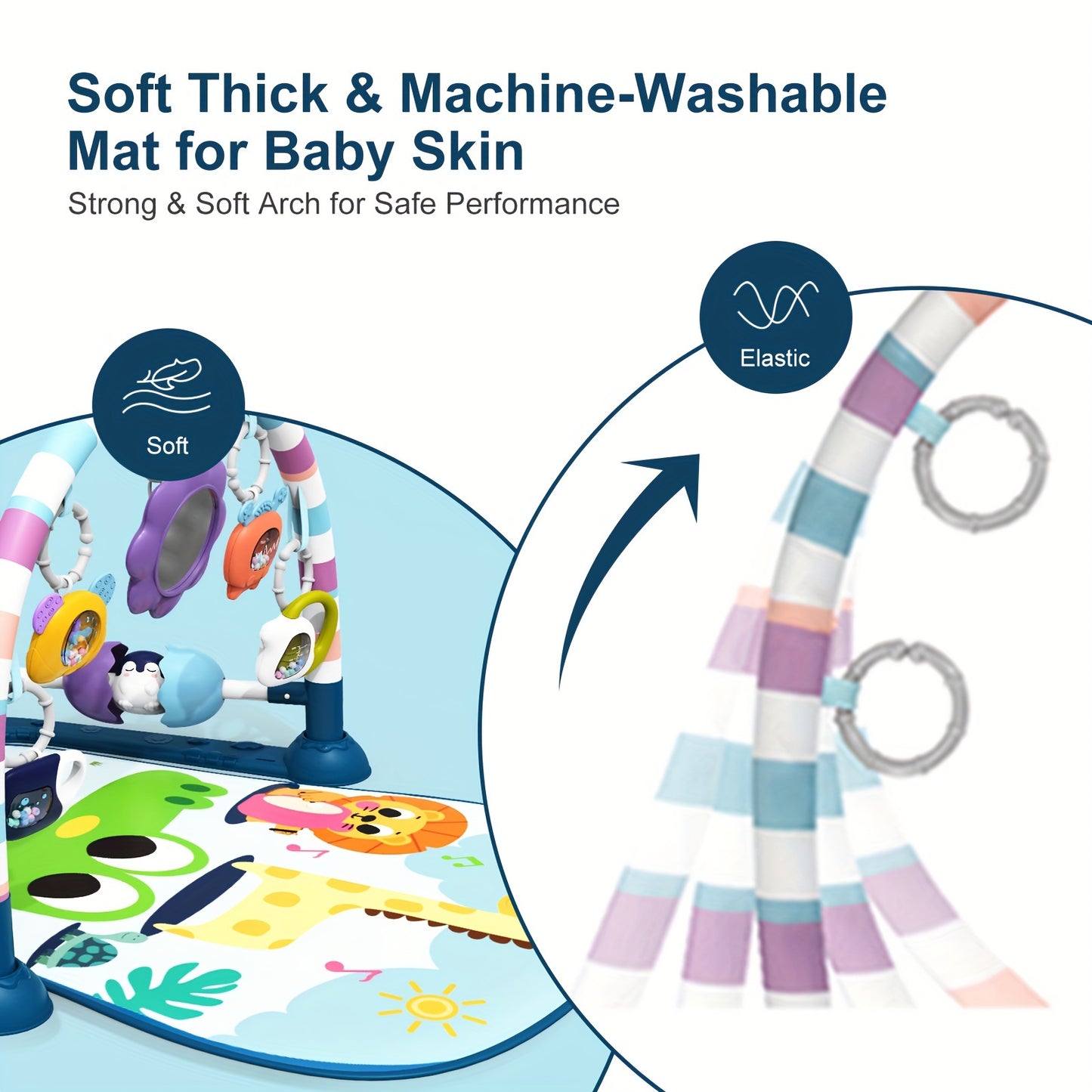 Newborn Baby Play Mat with Piano & Learning Toys