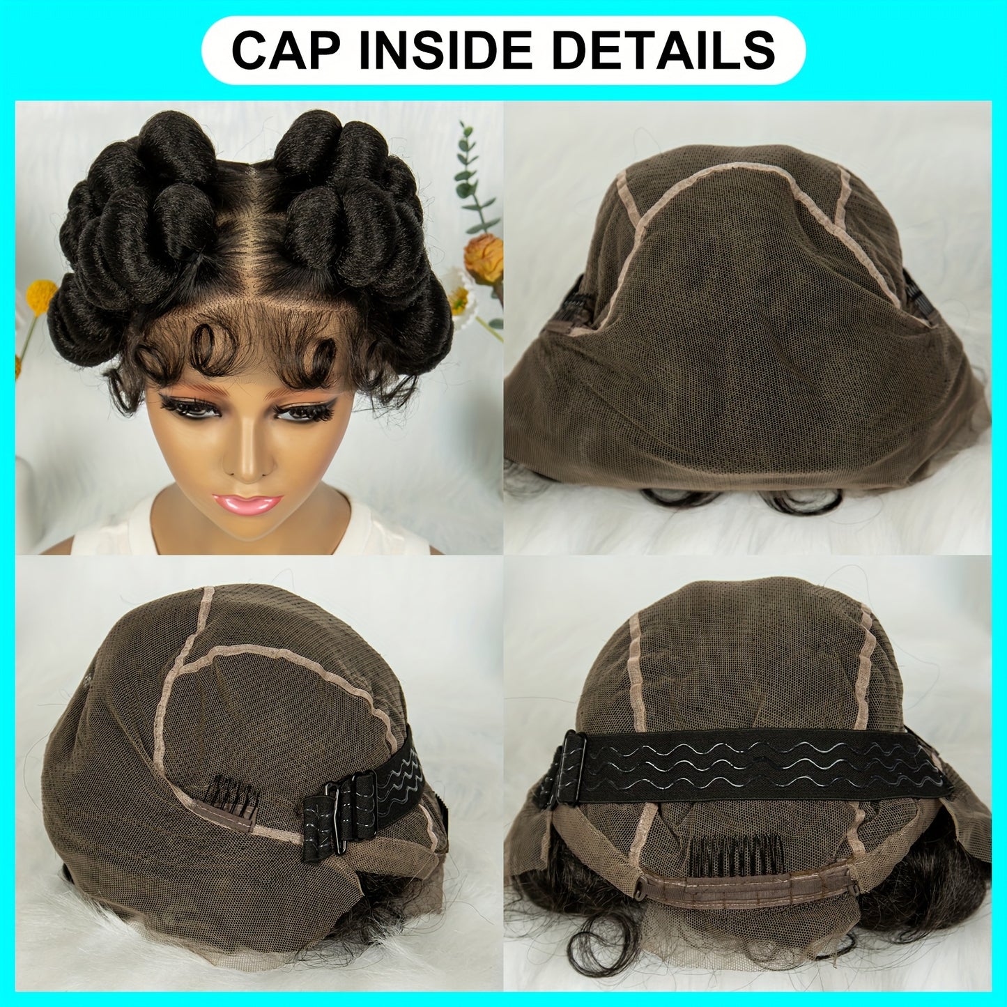 Elegant Full Lace Braid Wig for Women - 200% Density, Double-Layered, Short Style with Large Partition - Perfect for Daily Wear