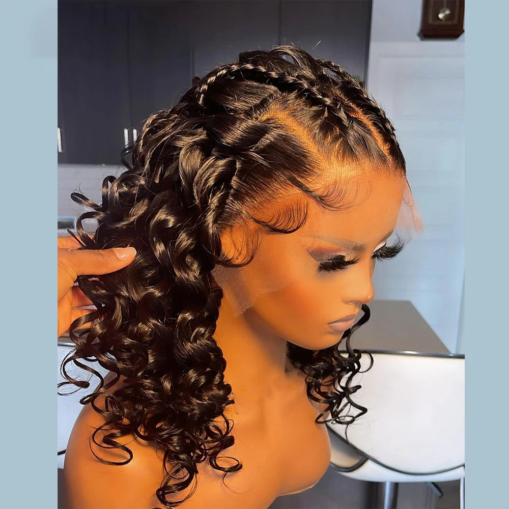 Pre-Plucked Long Black Curly Lace Front Wig