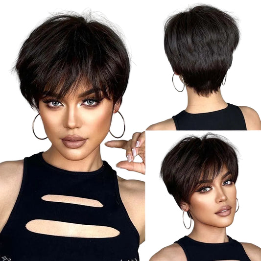 Short Layered Synthetic Hair with Fluffy Bangs