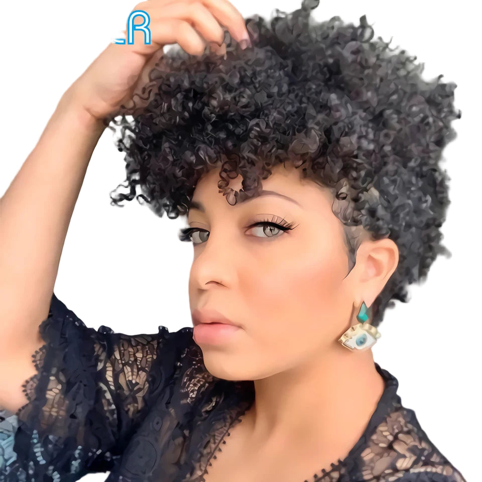 Burgundy Short Pixie Cut Afro Kinky Curly Bob Wig
