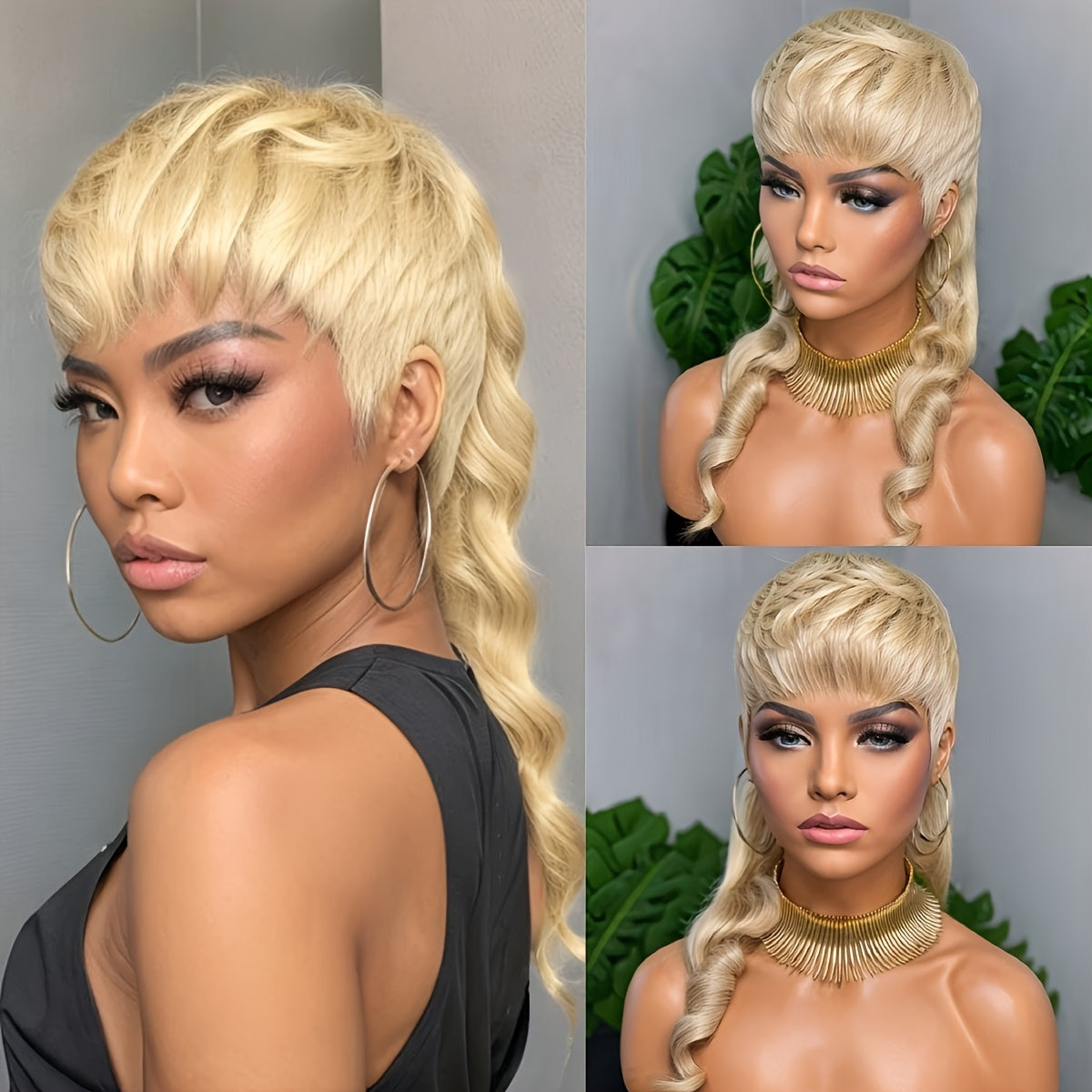 Long Synthetic Wavy Hair with Bangs