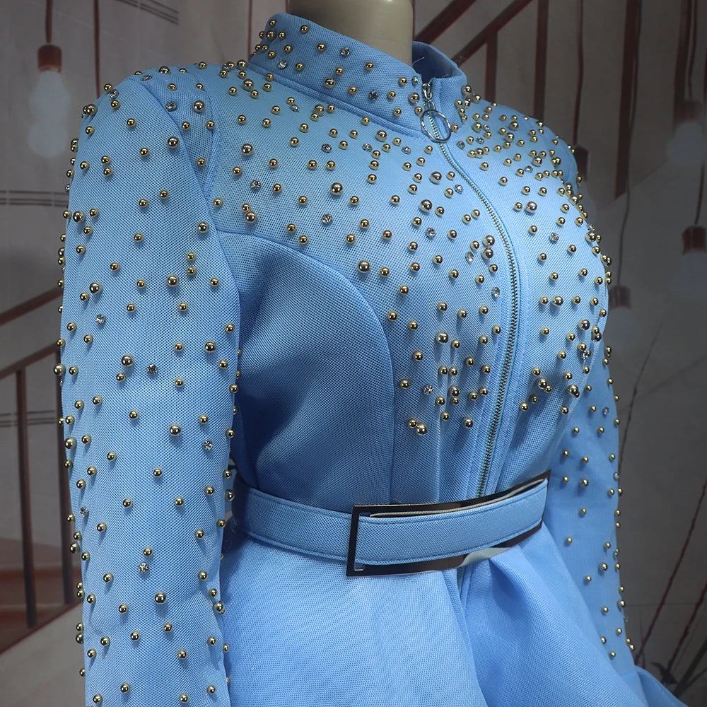 Luxury Rhinestone Mesh Dress Suit for Women