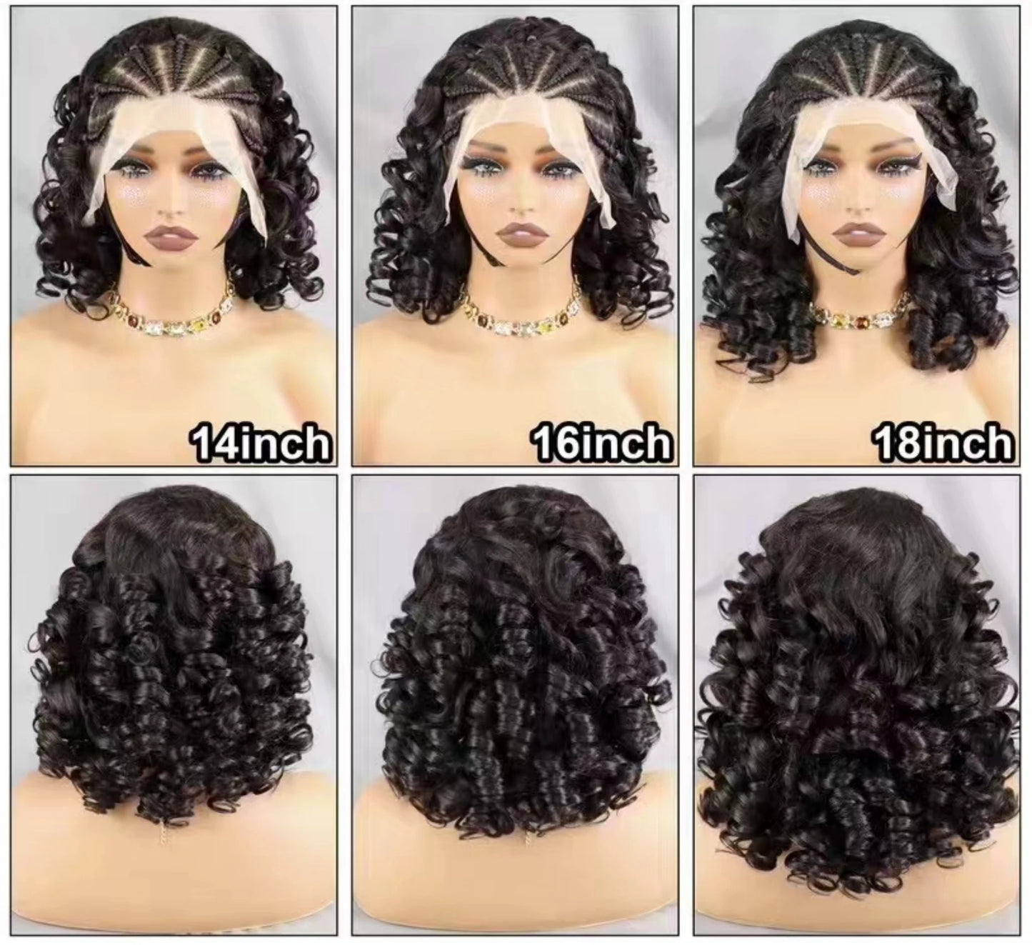 Loose Curly Bob Lace Frontal Wig-Braided style