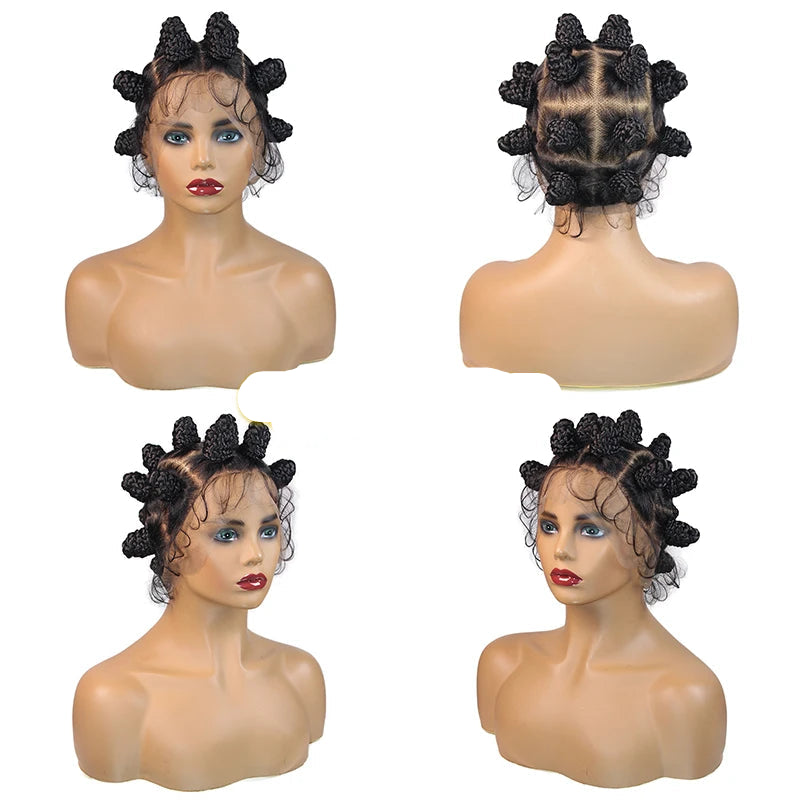 Full Lace Bantu Knots Synthetic Braided Wig