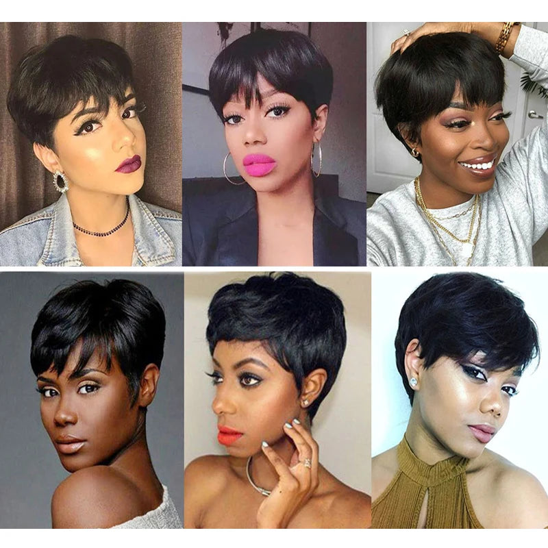 Short Pixie Cut Human Hair Wig for Women