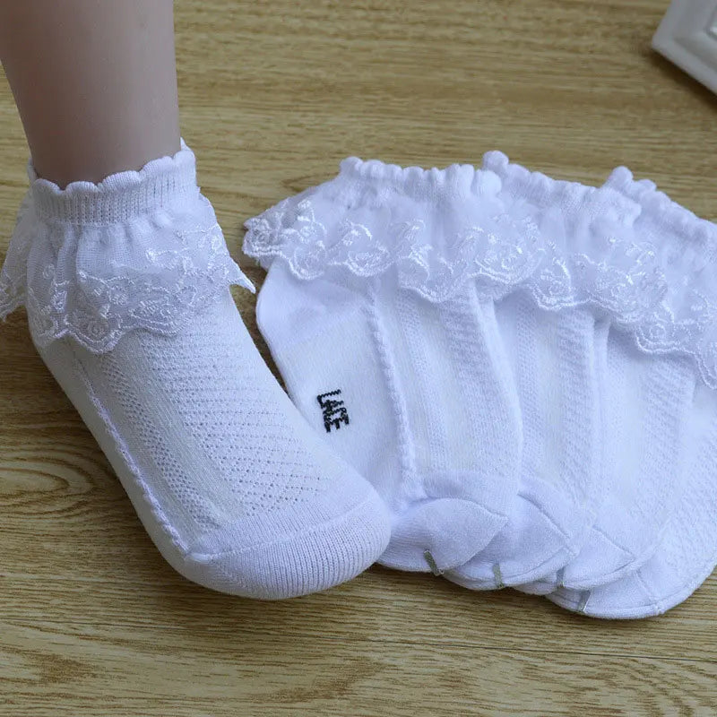 Lace Ruffle Cotton Ankle Socks for Girls