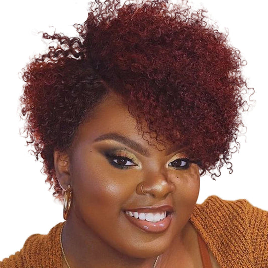 Burgundy Short Pixie Cut Afro Kinky Curly Bob Wig