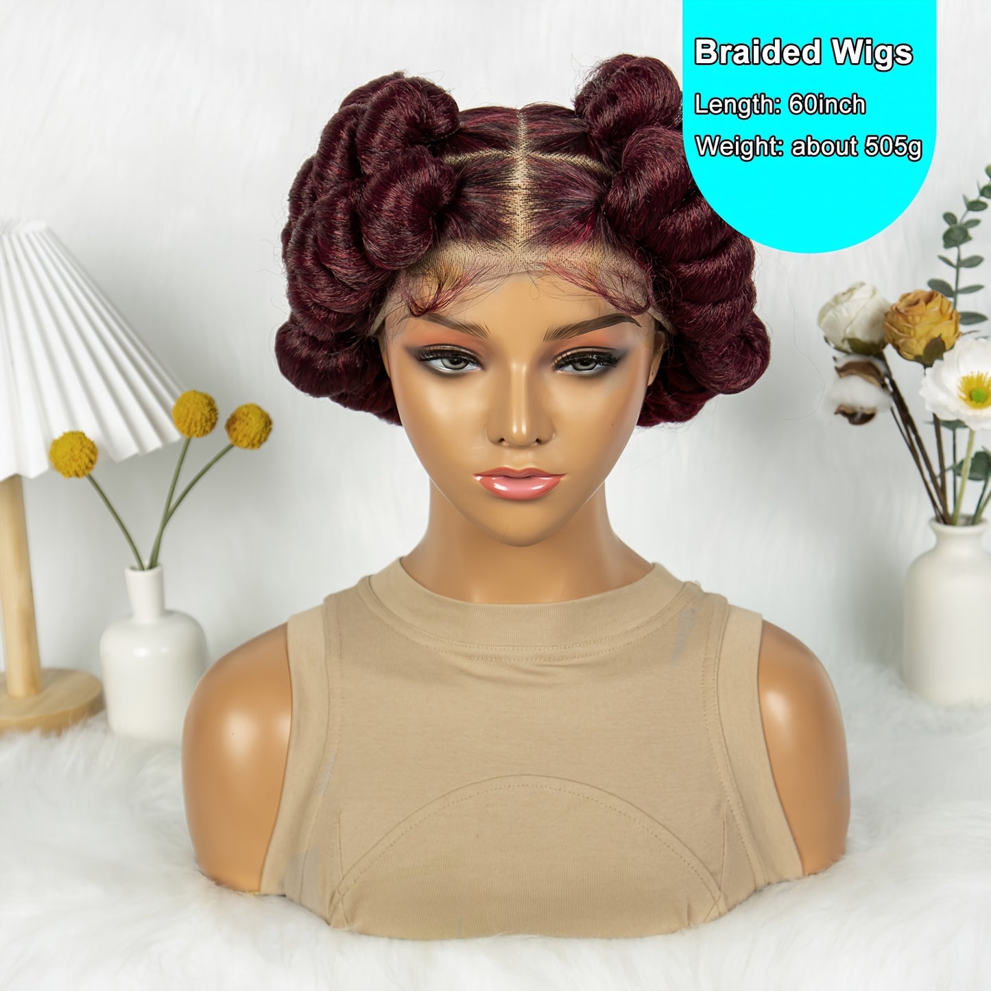 Elegant Full Lace Braid Wig for Women - 200% Density, Double-Layered, Short Style with Large Partition - Perfect for Daily Wear