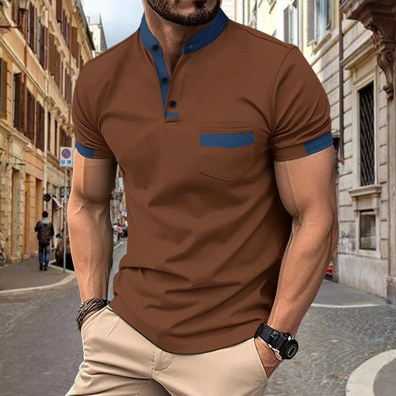 Men’s Summer Polo Shirt with Chest Pocket