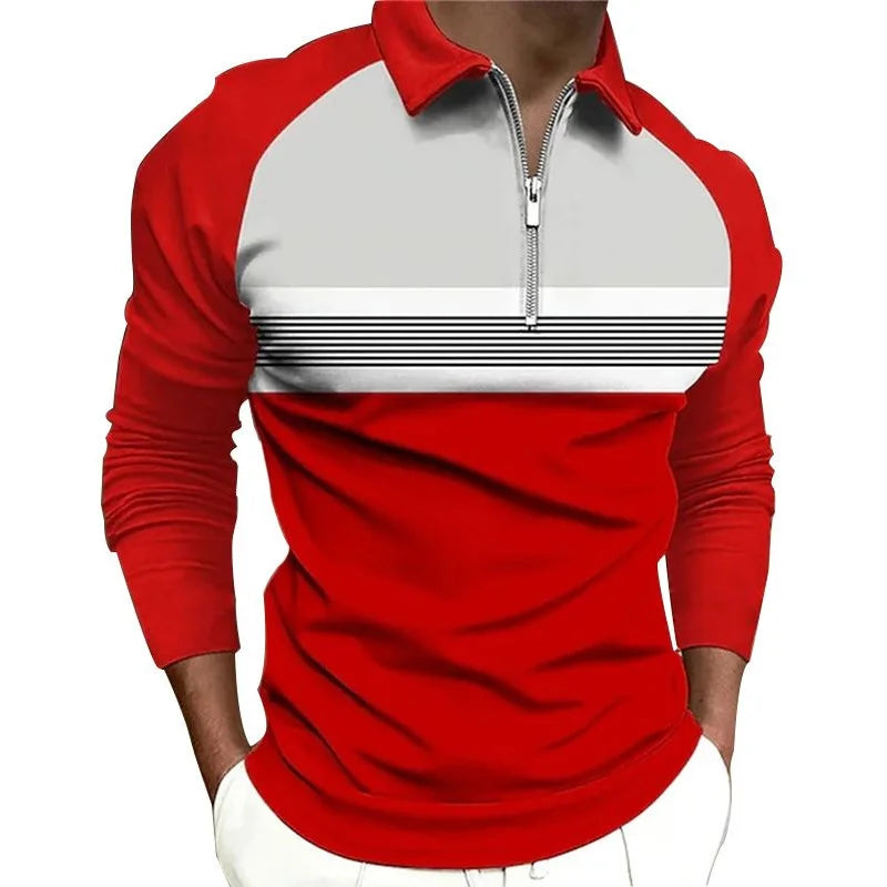 Men's Long Sleeve Polo Shirt Casual Tee Top
