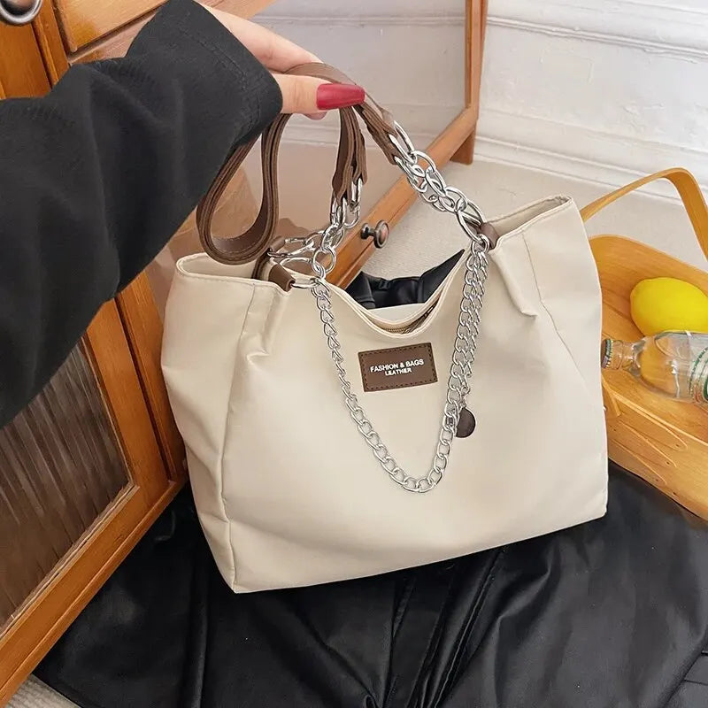 Nylon Large Capacity Tote Bag with chain