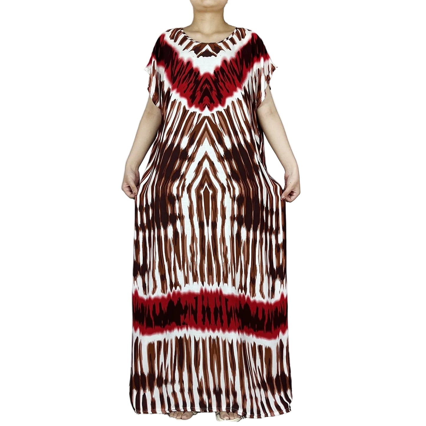 African Tie-Dye Dashiki Abaya Dress with Scarf