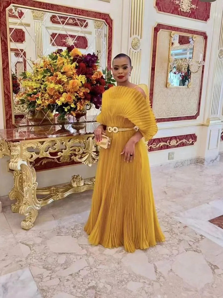 Pleated Chiffon Long Gowns for Women