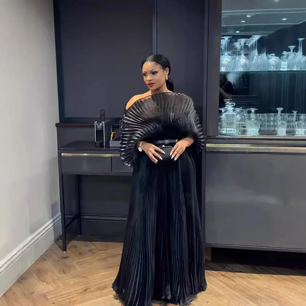 Pleated Chiffon Long Gowns for Women