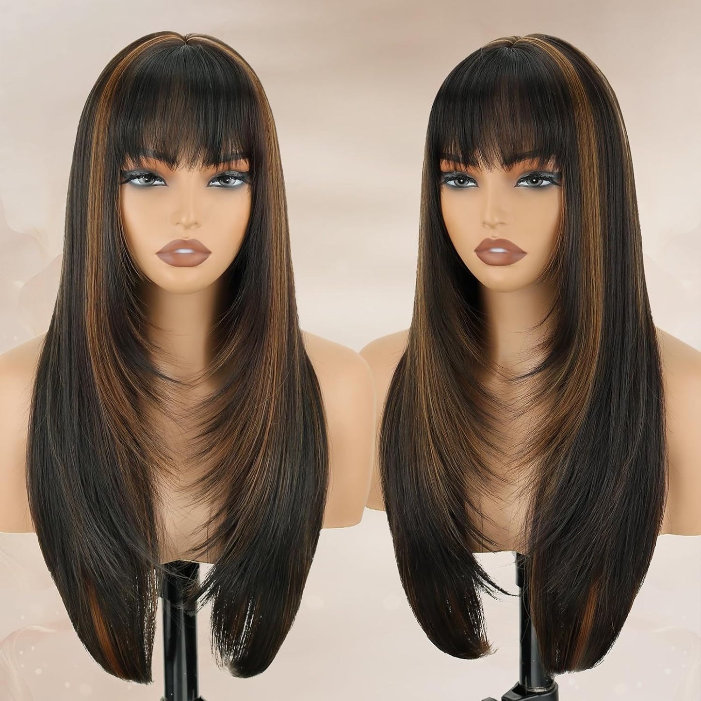 CIVRIE 26"Glueless Wig with Curtain Bangs