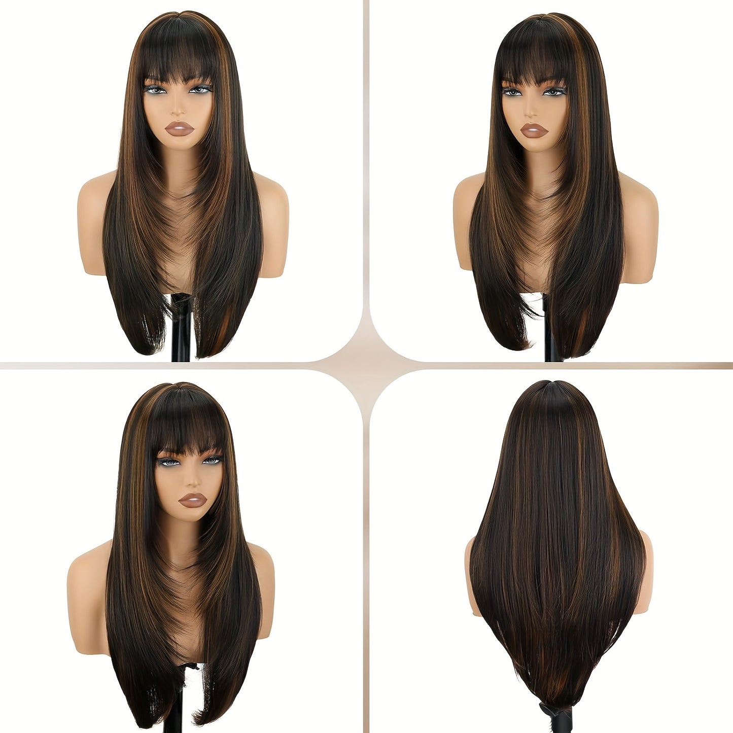 CIVRIE 26"Glueless Wig with Curtain Bangs