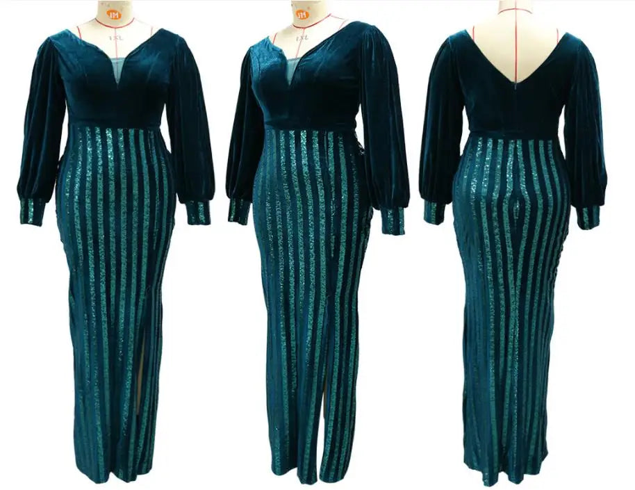 Plus Size Velvet Evening Dress for Women