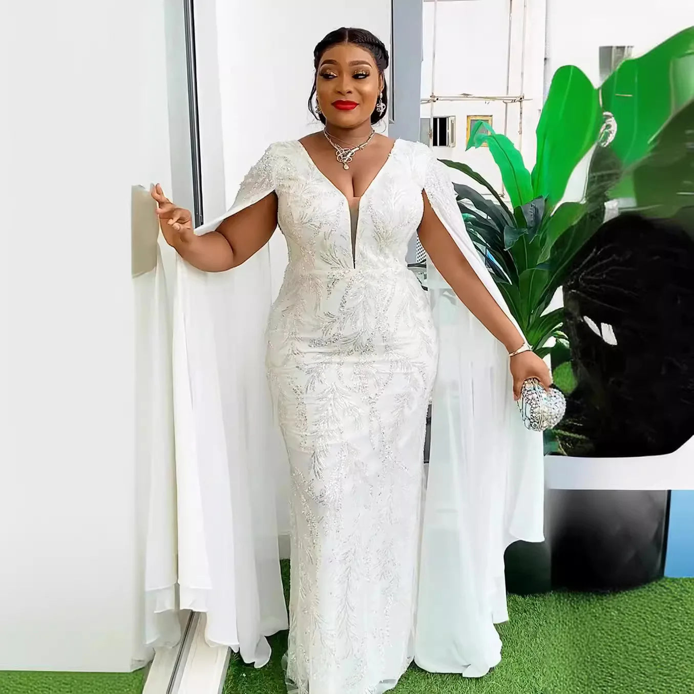 Lenis Elegant V-neck Sequin Long Maxi Dress