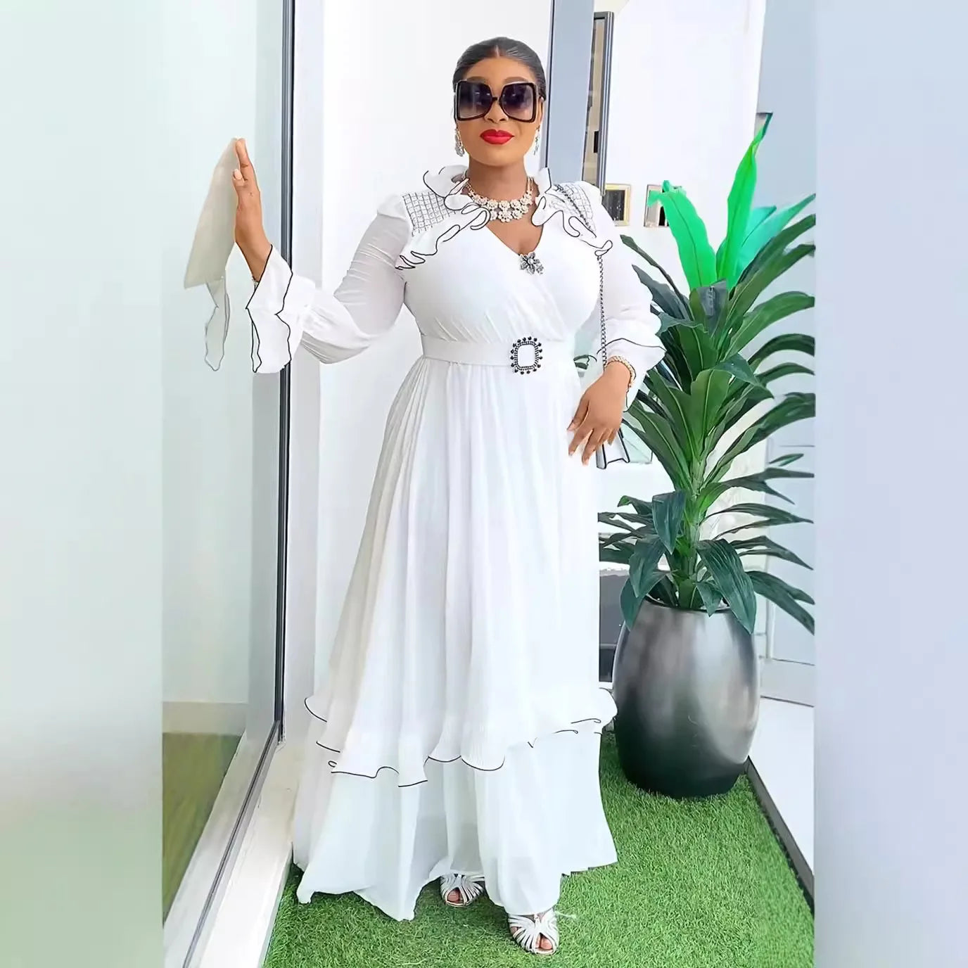 Lenis Elegant Chiffon Maxi Dress Outfit