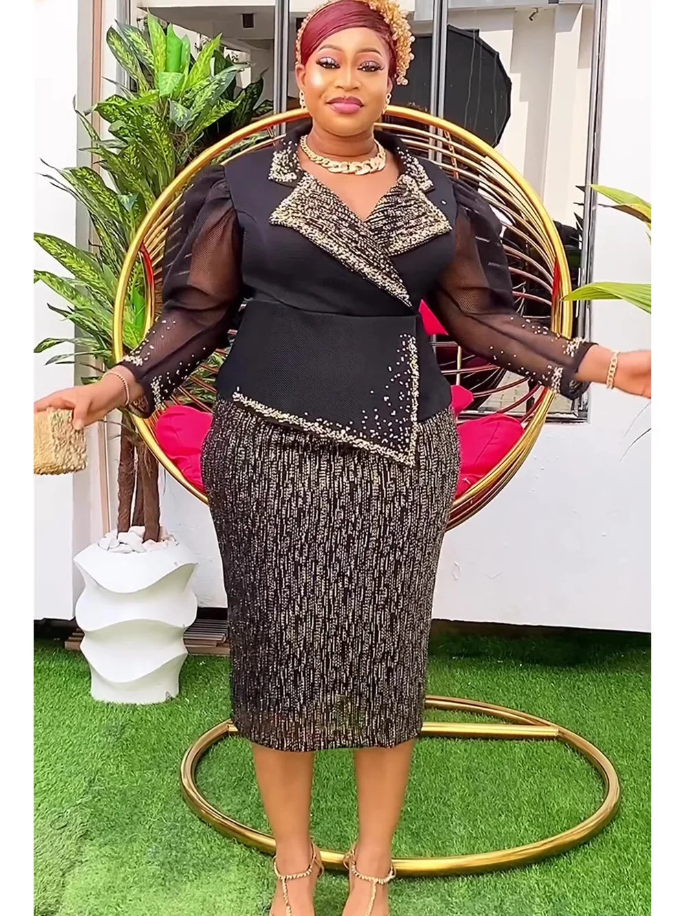 Lenis Elegant African Wedding Party Dress