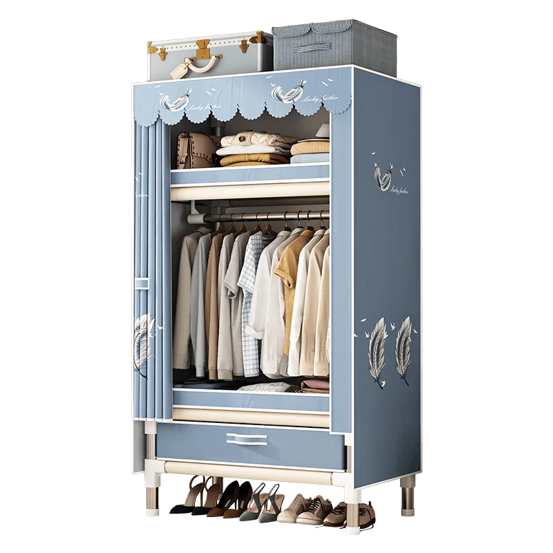 Stainless Steel Wardrobe Closet with Dustproof Cover