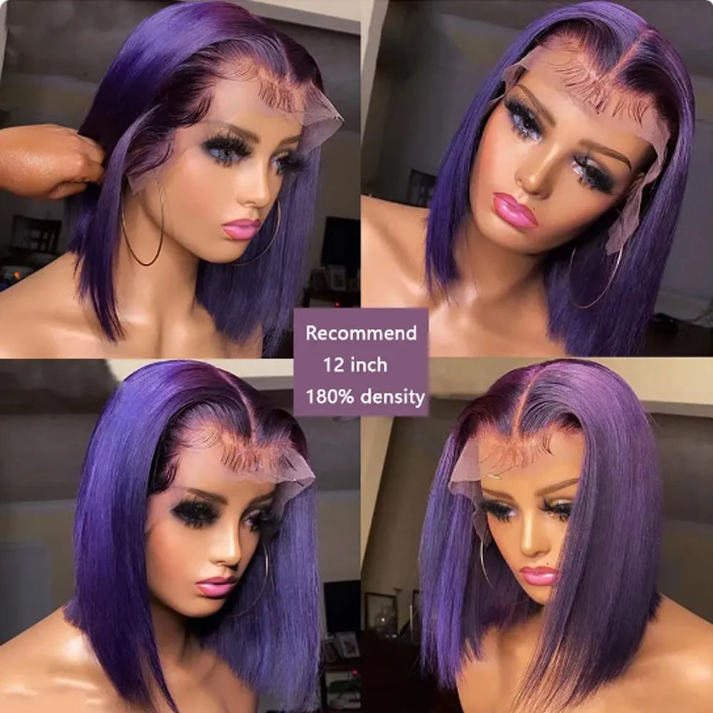 Purple 13x4 Lace Front Short Bob Wig