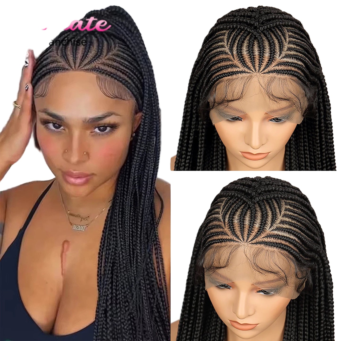 Cornrow Braided Wigs-Synthetic Full Lace