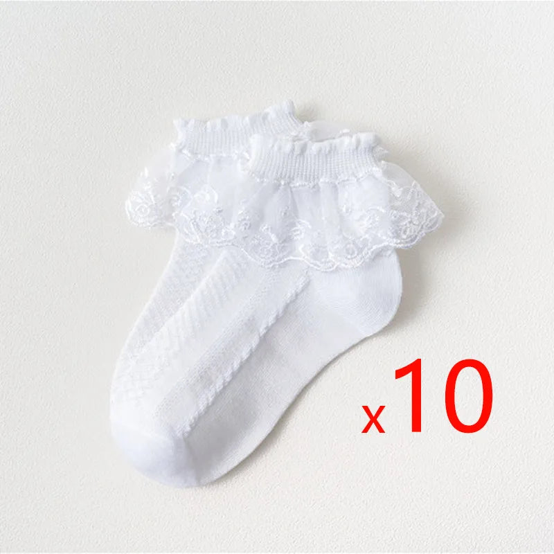 Lace Ruffle Cotton Ankle Socks for Girls