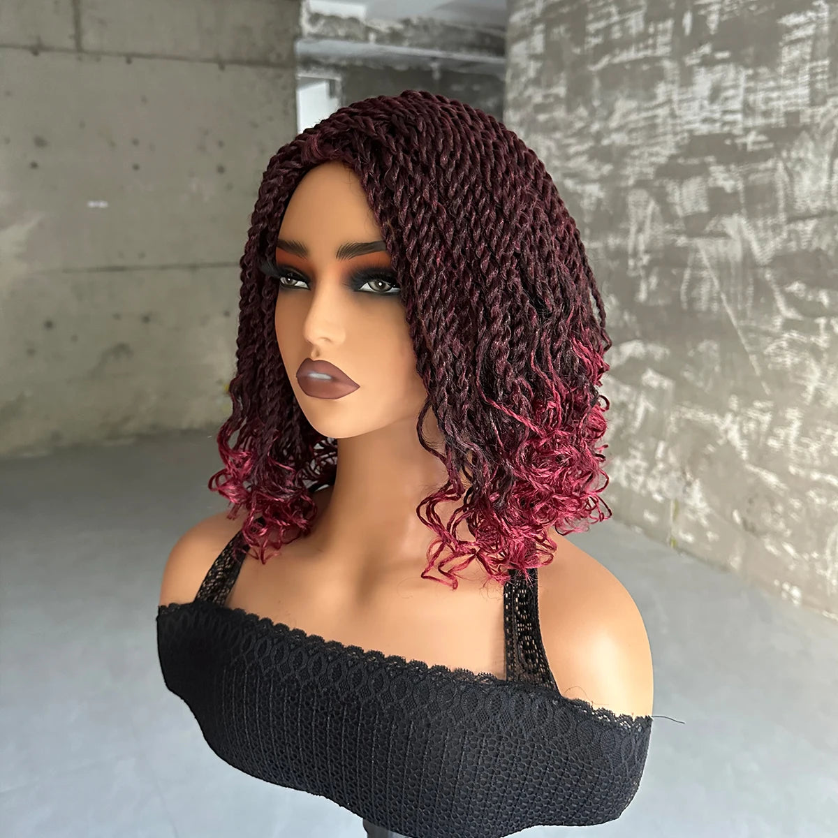 Short Synthetic Box Braided Bob Wig for Black Women