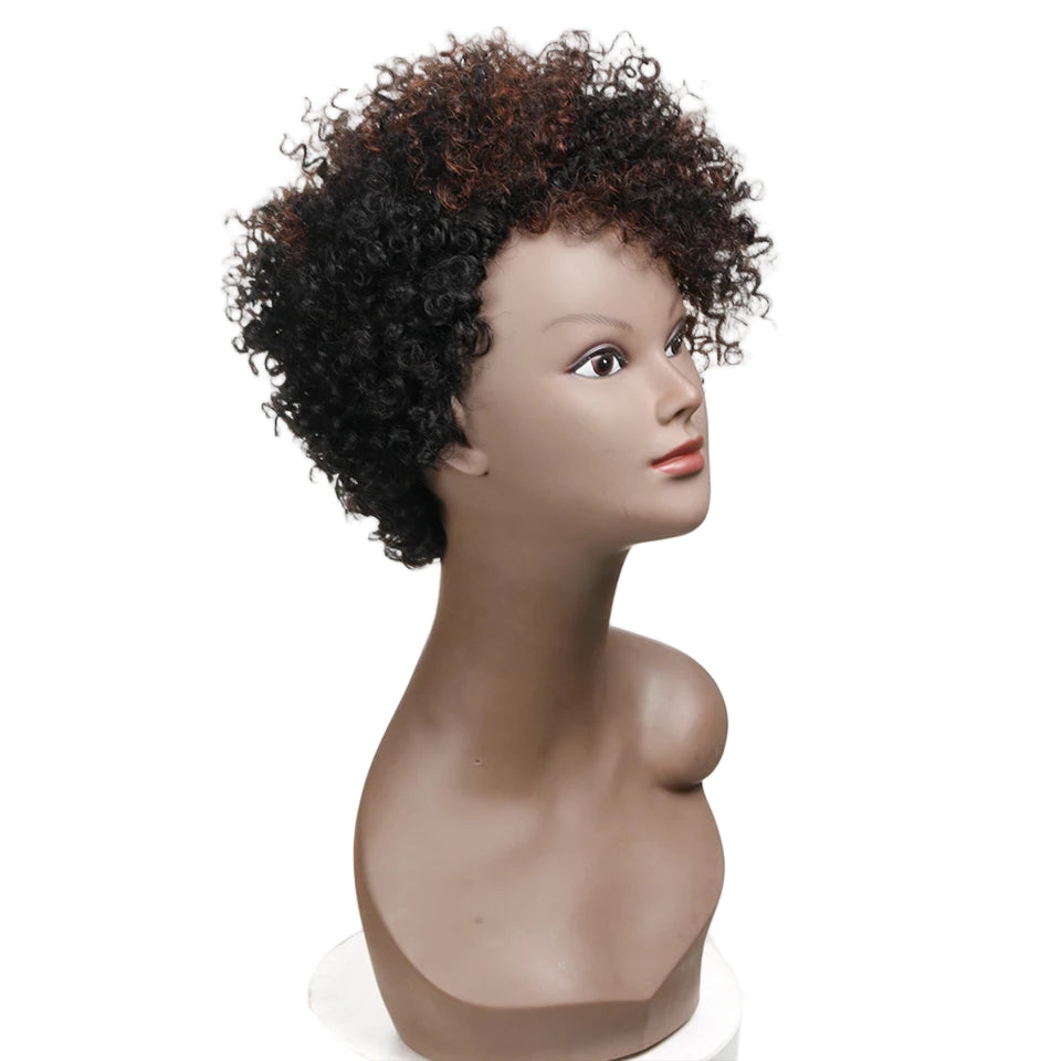 Burgundy Short Pixie Cut Afro Kinky Curly Bob Wig