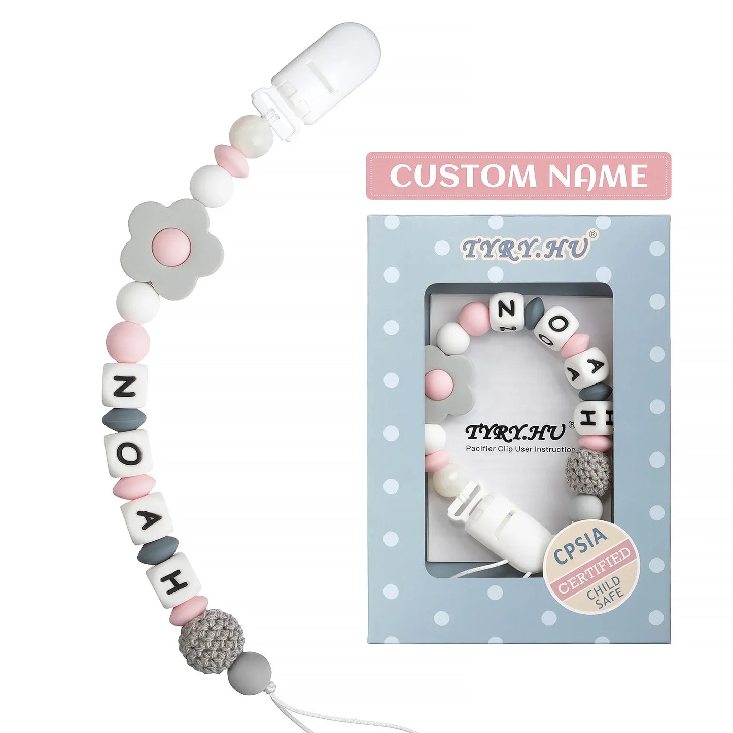 Personalized Silicone Baby Pacifier Clip