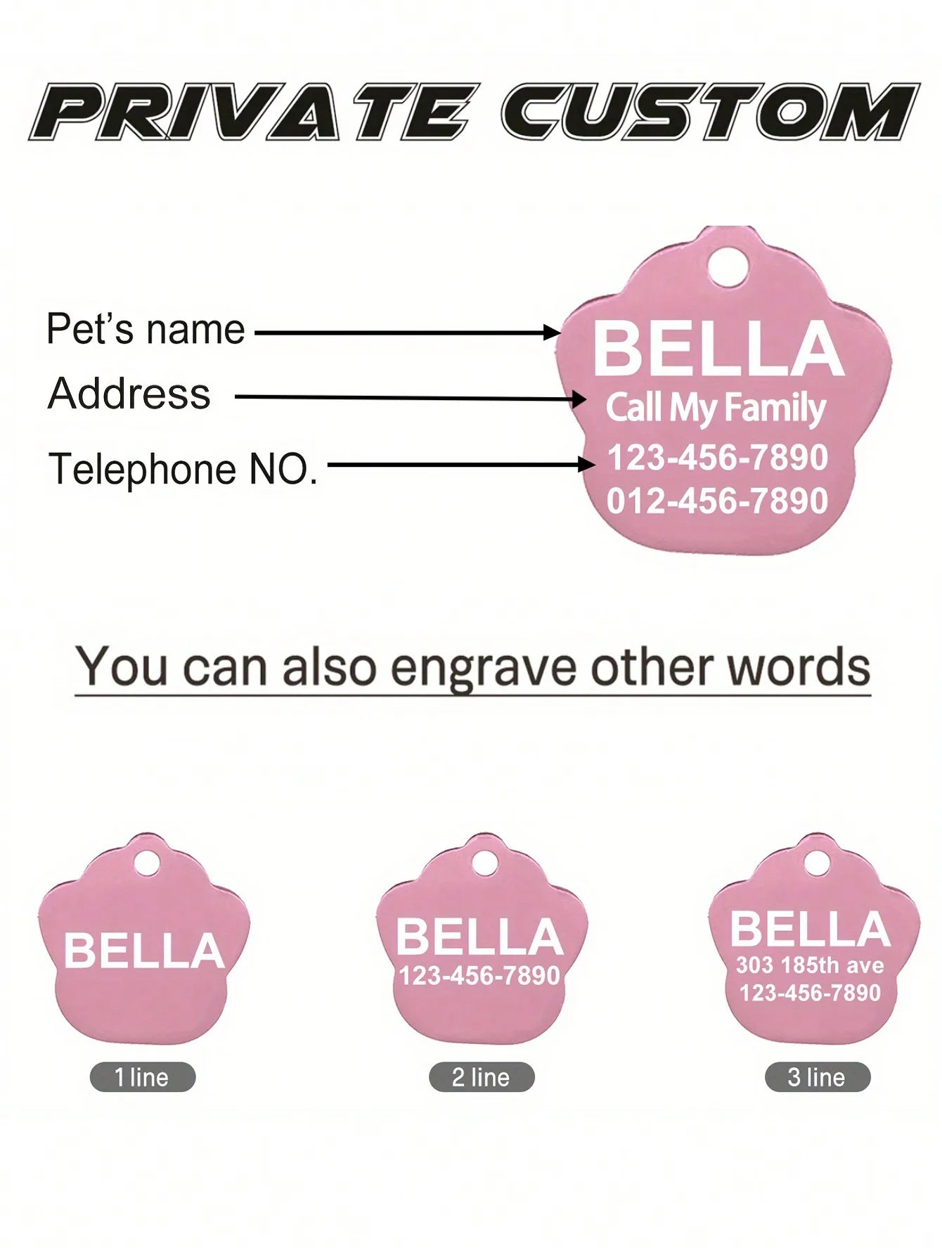 Customized Paw Pet ID Tag Laser Engraving