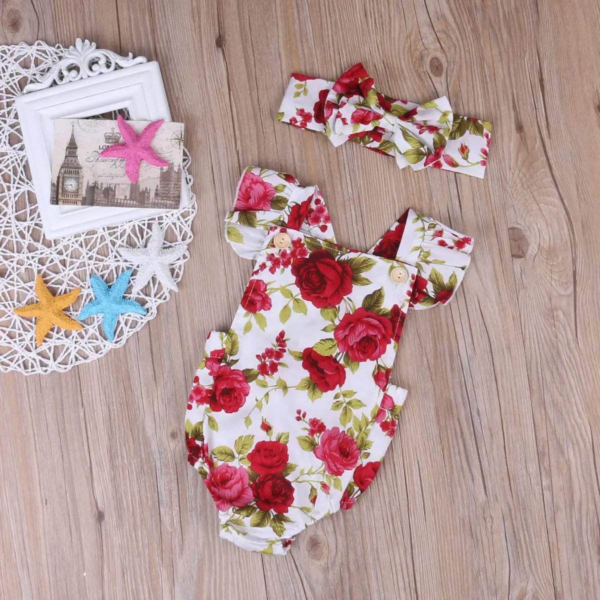 Cute Floral Romper Set for Baby Girls