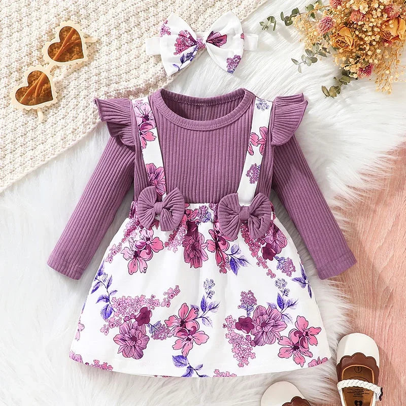 Floral Princess Long Sleeve Dress for Baby Girls (3M-3Y)