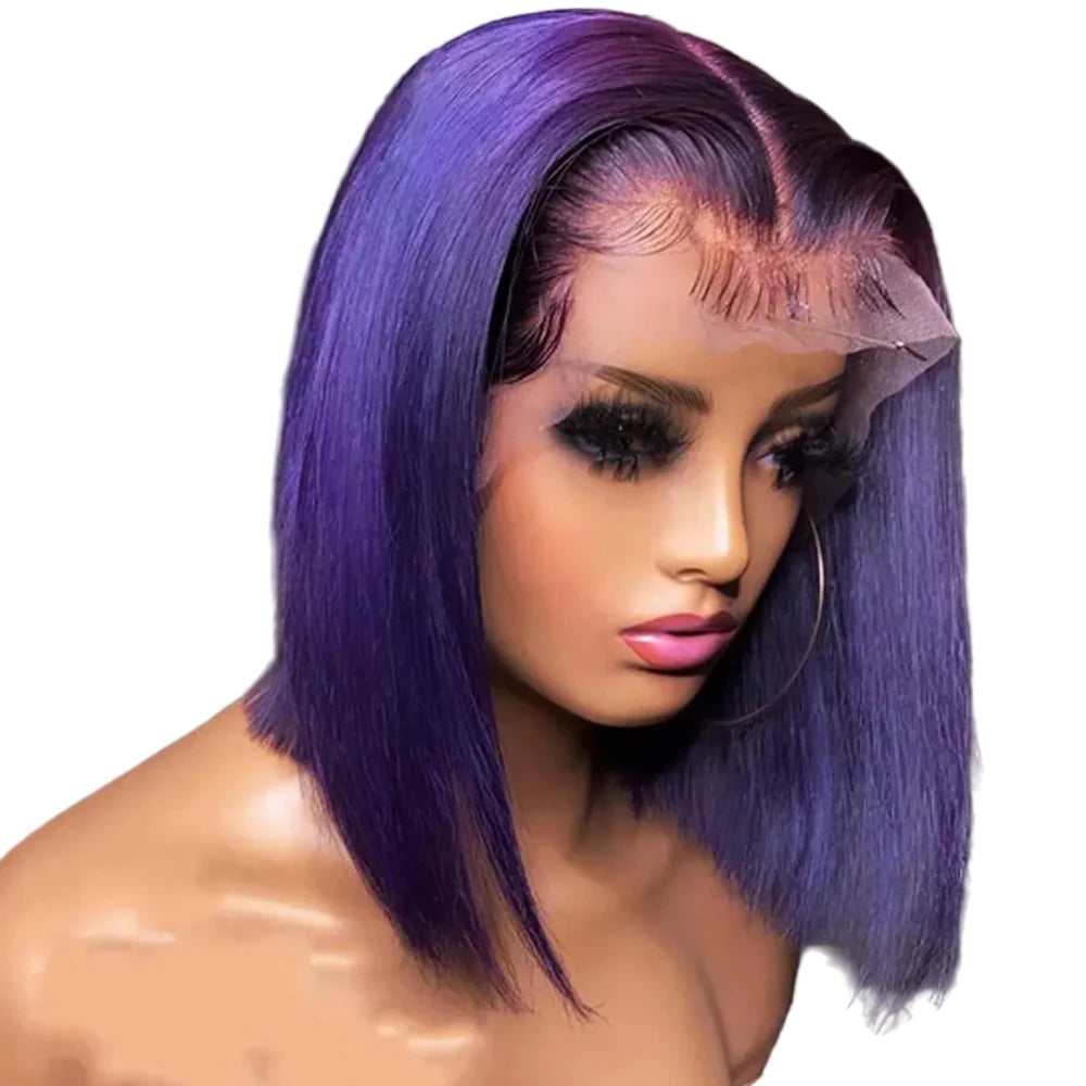 Purple 13x4 Lace Front Short Bob Wig