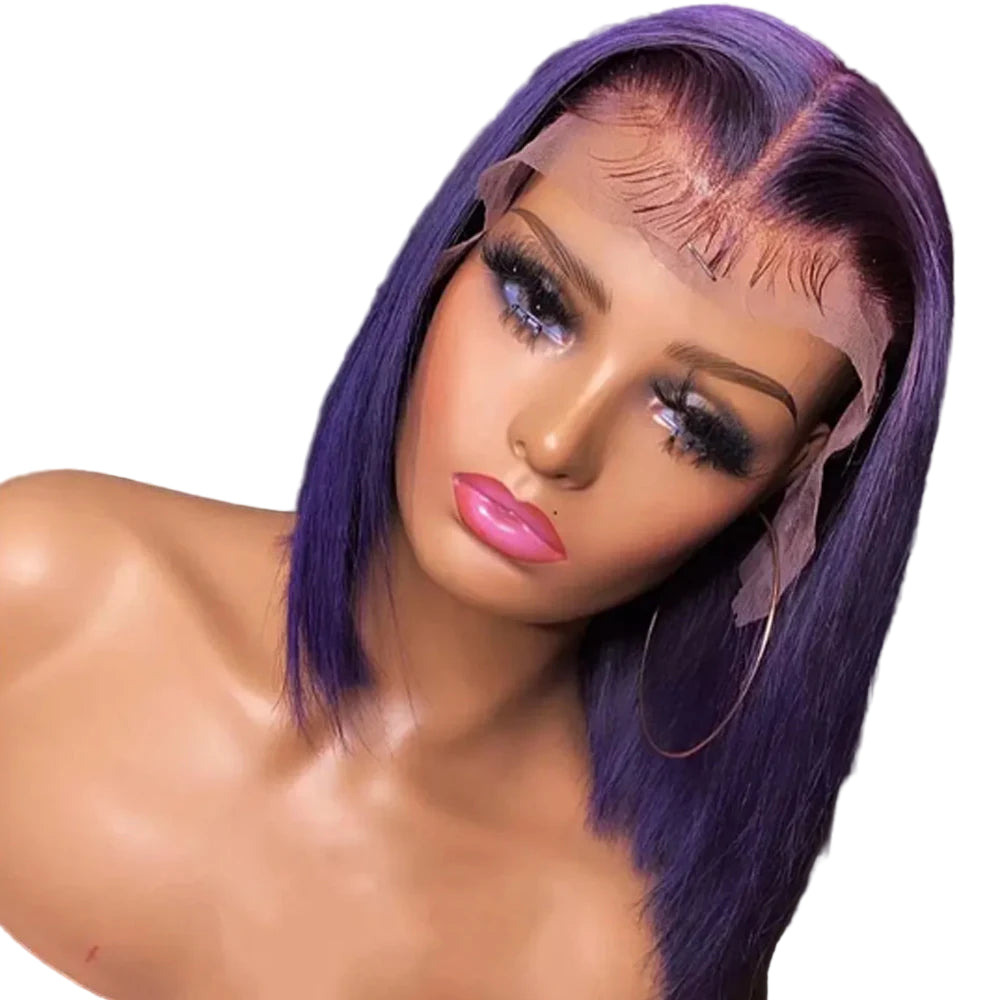 Purple 13x4 Lace Front Short Bob Wig