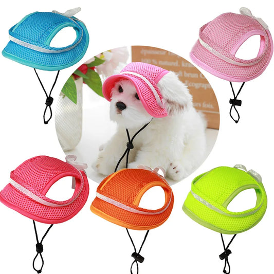 Dog Sun Hat Breathable Round Brim Summer Cap