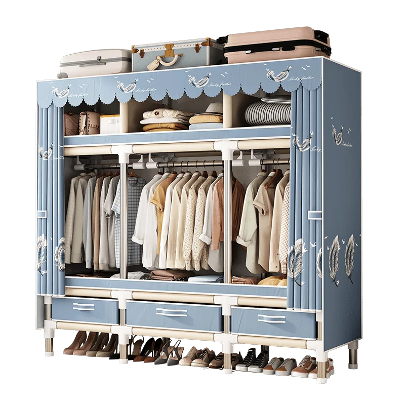 Stainless Steel Wardrobe Closet with Dustproof Cover