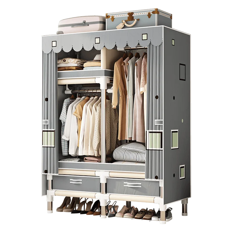 Stainless Steel Wardrobe Closet with Dustproof Cover