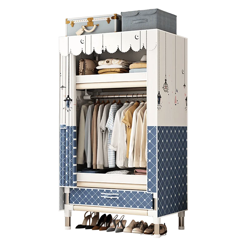 Stainless Steel Wardrobe Closet with Dustproof Cover