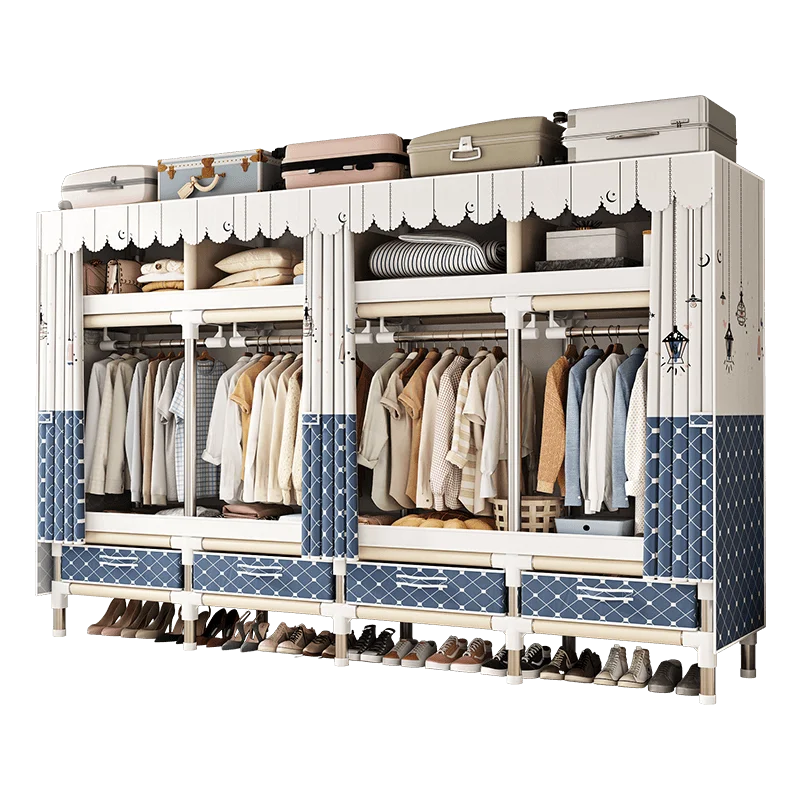 Stainless Steel Wardrobe Closet with Dustproof Cover