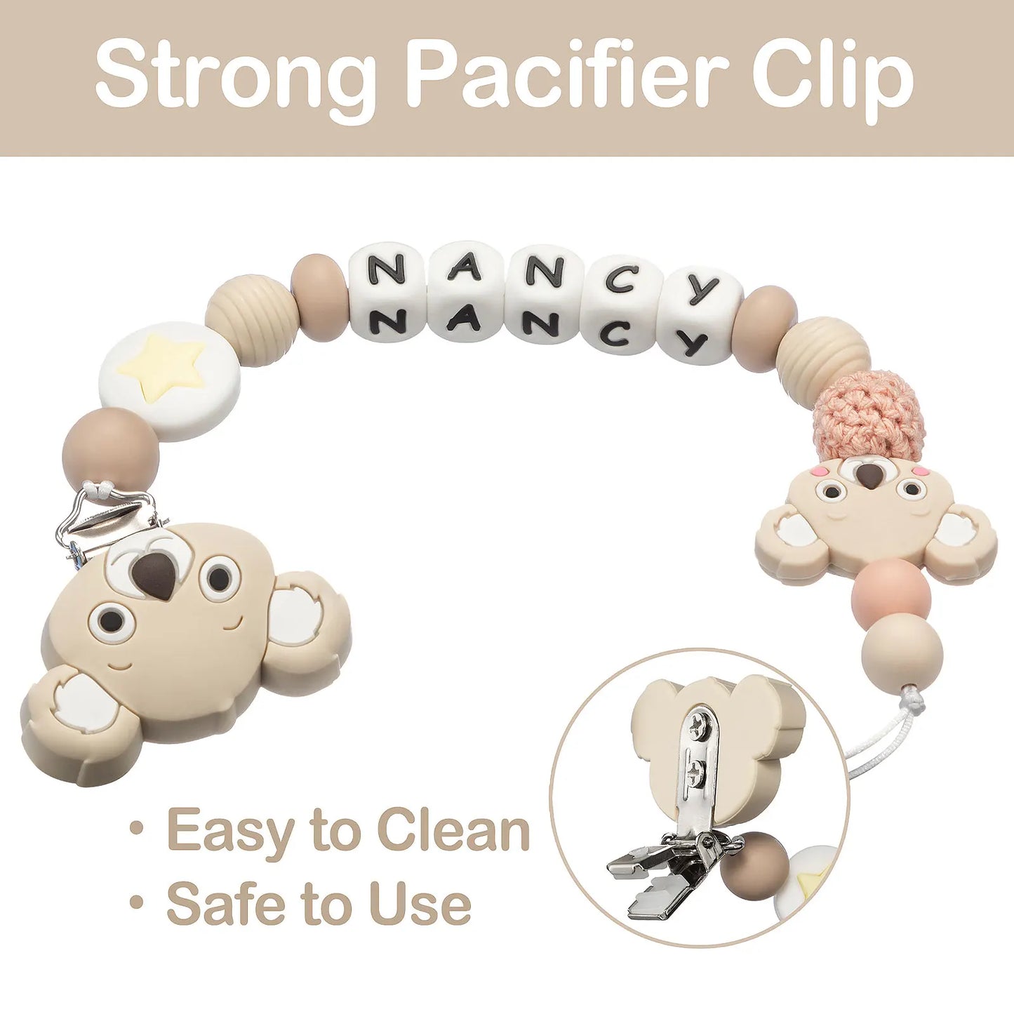 Personalized Silicone Baby Pacifier Clip