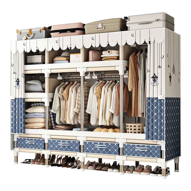 Stainless Steel Wardrobe Closet with Dustproof Cover