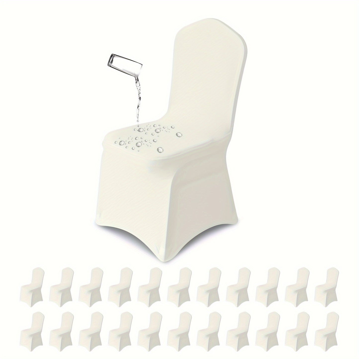 KUOGO 50/100pcs Stretch Chair Covers For Dining Chair, Fitted Spandex Chair Protector, Stretchable Removable Chair Slipcover, For Banquet, Party, Dinning, Celebration, Wedding, White-Dining-100pcs