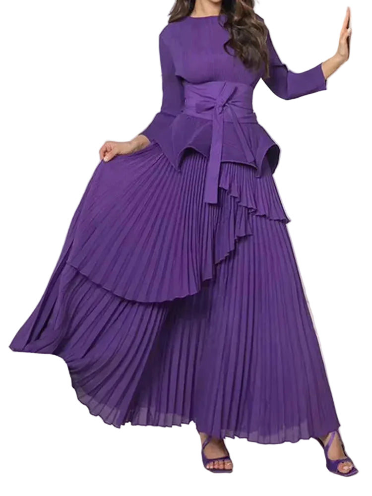 Elegant Pleated Maxi Two-Piece for Women