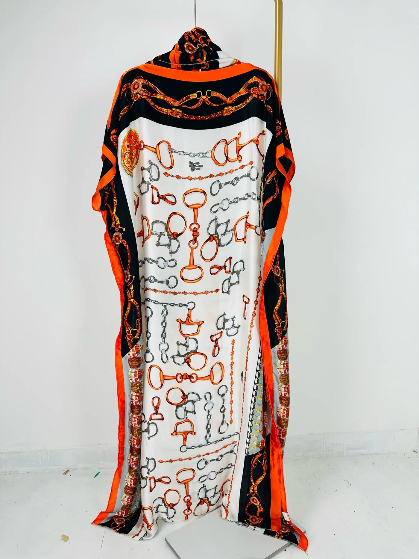 African Women Kaftan Robe with Headscarf